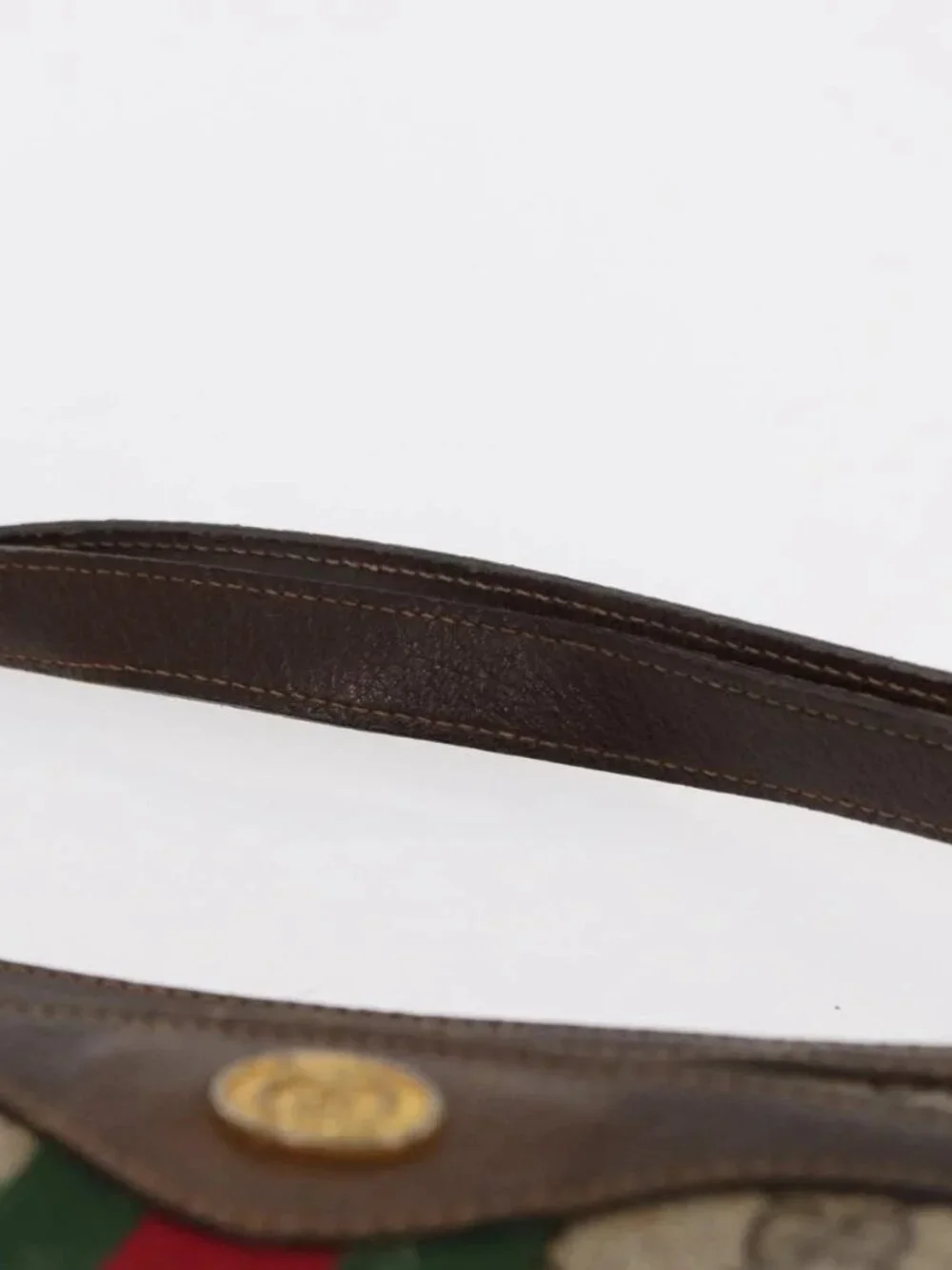 GUCCI GG Supreme Web Sherry Line Bag PVC Beige Gold 41 001 4085 Auth 158517 - Picture 9 of 16